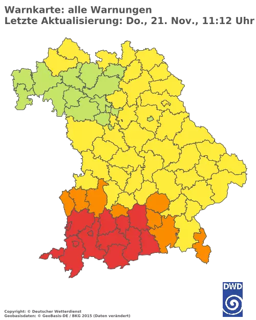 Aktuelle Wetterwarnungen für  Augsburg