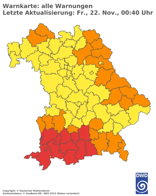 Aktuelle Wetterwarnungen für  Augsburg