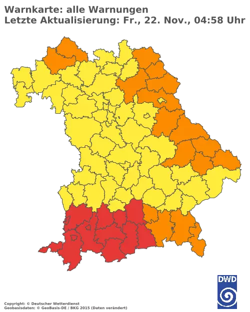 Aktuelle Wetterwarnungen für  Augsburg