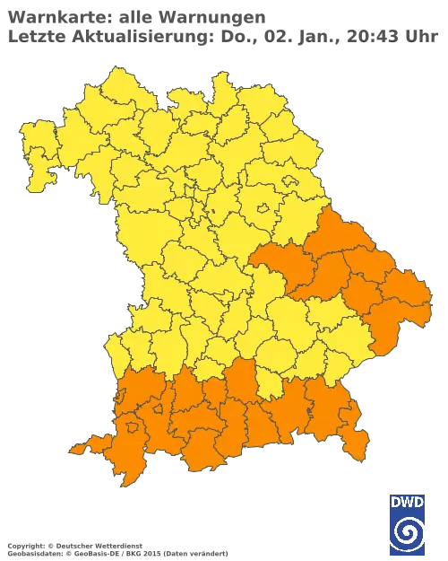 Aktuelle Wetterwarnungen für  Augsburg