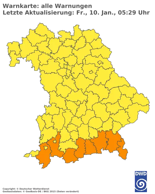 Aktuelle Wetterwarnungen für  Augsburg