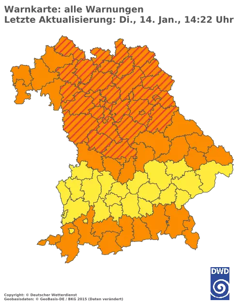 Aktuelle Wetterwarnungen für  Augsburg