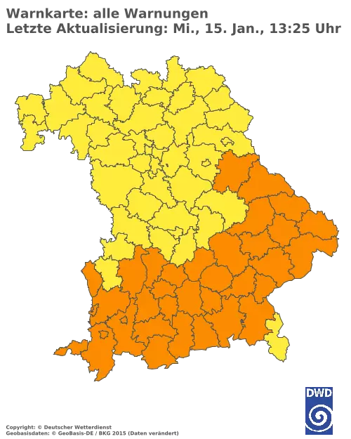 Aktuelle Wetterwarnungen für  Augsburg